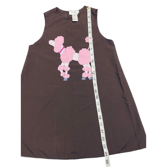 Rosalina Collections Girl’s Size 4T Jumper Dress Brown With Stitched Pink Poodle - Picture 4 of 8